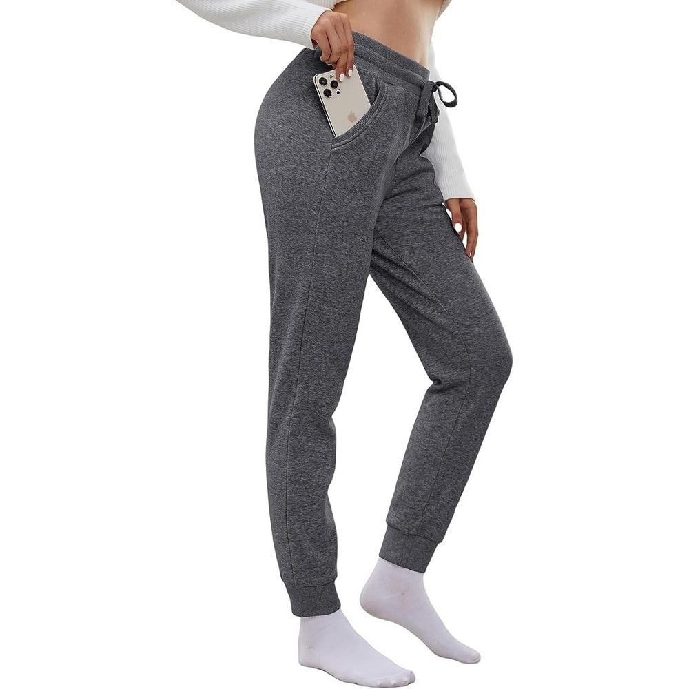 Women Thermal sweatPants Jogger with Pockets workout casual soft Heather Grey XL